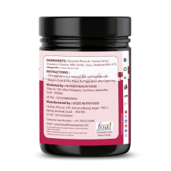 NUTEKO 1 KG, Strawberry Crunchy Peanut Butter 100% Roasted Peanuts 25 G Protein No Refined Sugar Natural Gluten Free Cholesterol Free No Trans Fat High Fibre No Salt
