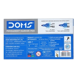 Doms Refilo Non-Toxic Hi-Tech Refillable Permanent Ink Pens (Blue X 10 Set)