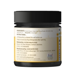 NUTEKO Mango With Chia Seed 500 GM Peanut Butter 100% Roasted Peanuts 25 G Protein No Refined Sugar Natural Gluten Free Cholesterol Free No Trans Fat High Fibre No Salt