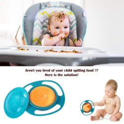 Bowl For Baby And Kids/ 360 Degree Rotation Spill Proof Food Bowl - Multicolor