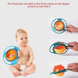 Bowl For Baby And Kids/ 360 Degree Rotation Spill Proof Food Bowl - Multicolor